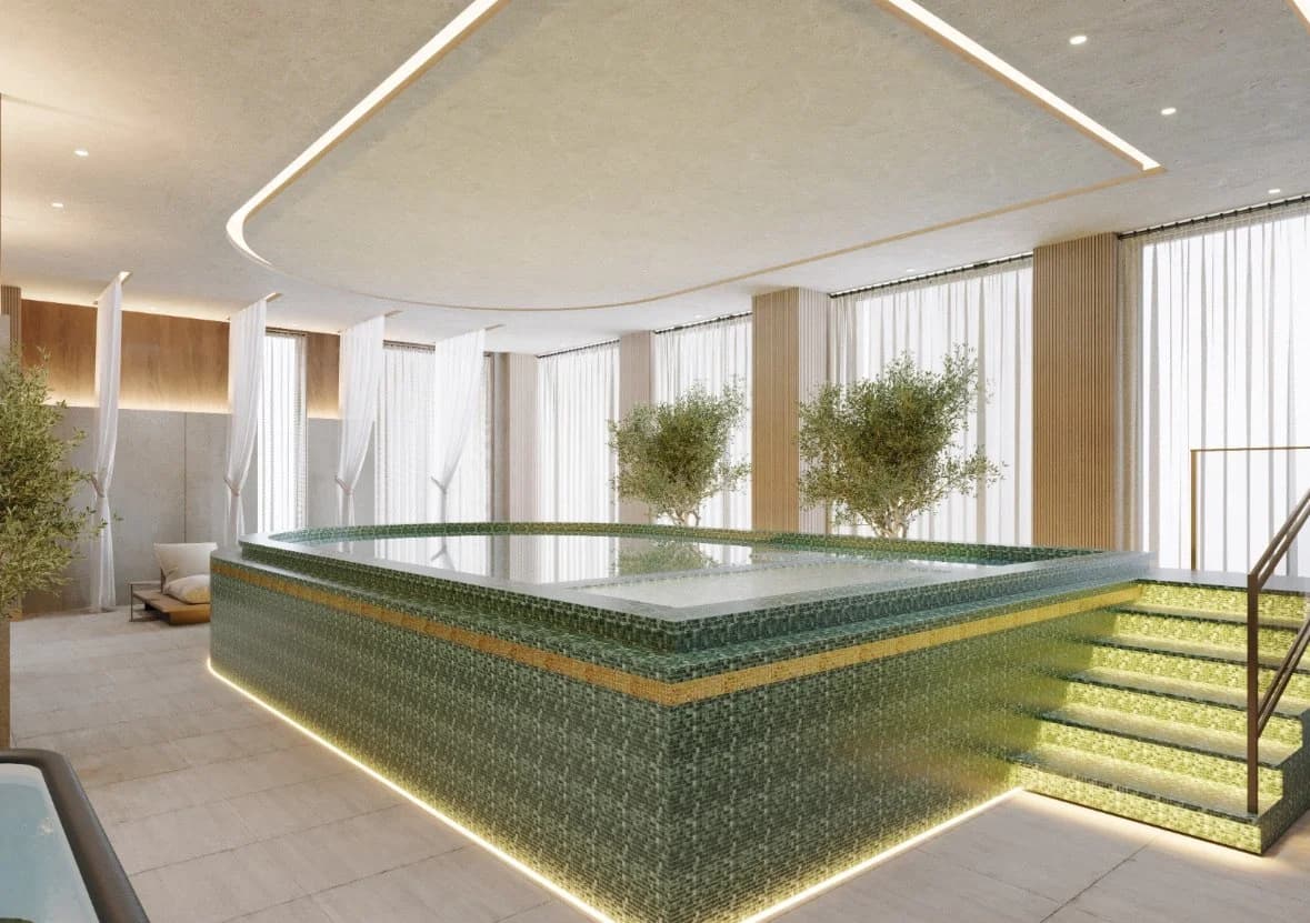 The open-plan spa floor at Jayde Spa Manchester, beside the River Irwell.